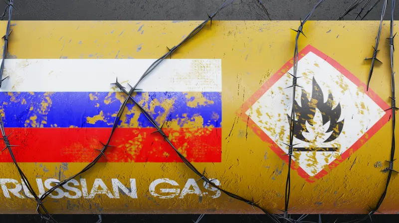 Газова труба з прапором росії